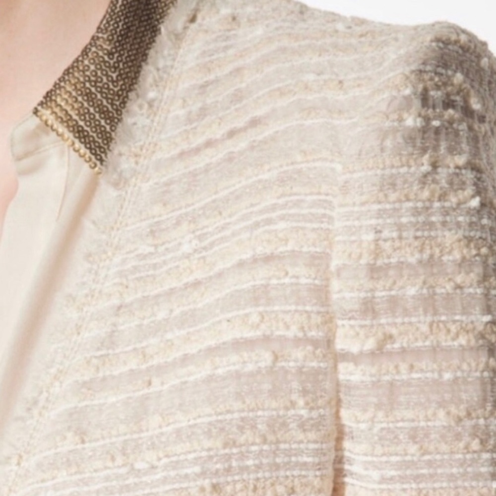 ZARA Fantasy Boucle Cream Tweed Blazer XS - Picture 4 of 5
